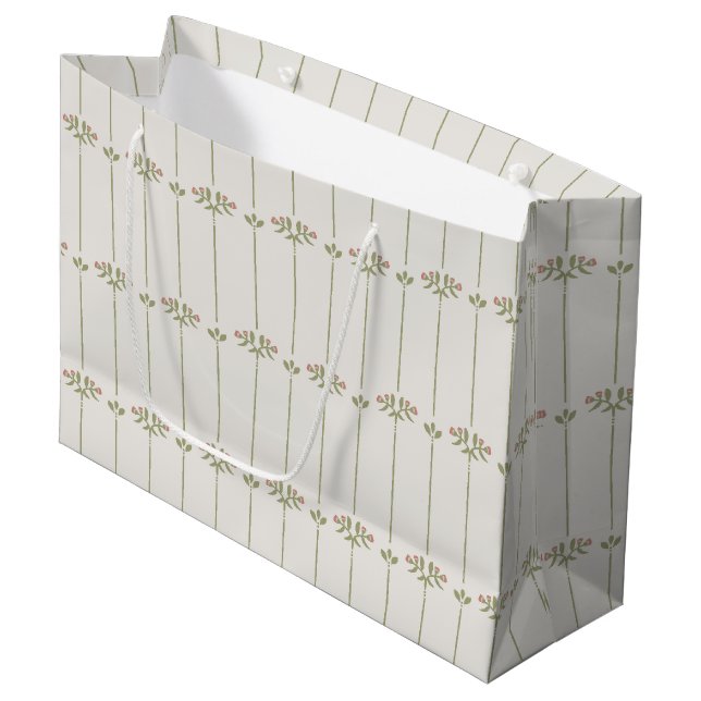 Victorian Botanical Traditional Stripes Große Geschenktüte (Vorderseite Schrägansicht)