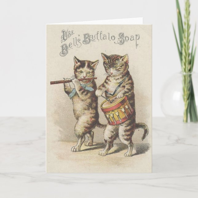 Victorian Buffalo Soap Cat Fife And Drum Note Card Karte (Vorderseite)