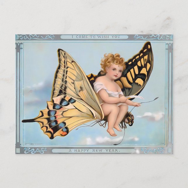 Victorian Butterfly Baby Angel  Postkarte (Vorderseite)