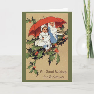 Victorian Children Christmas Greeting Card Feiertagskarte