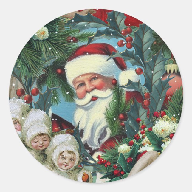 Victorian Christmas Portrait Runder Aufkleber (Vorderseite)