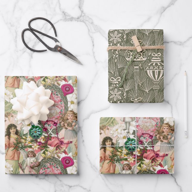 Victorian Christmas Sparkle Geschenkpapier Set (Vorderseite)
