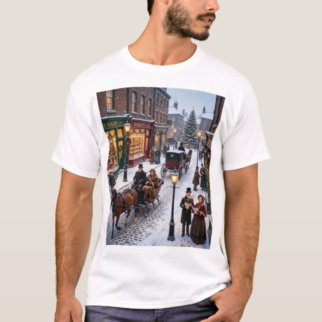 Victorian Christmas Street – A Timeless Holiday St T-Shirt (Vorderseite)