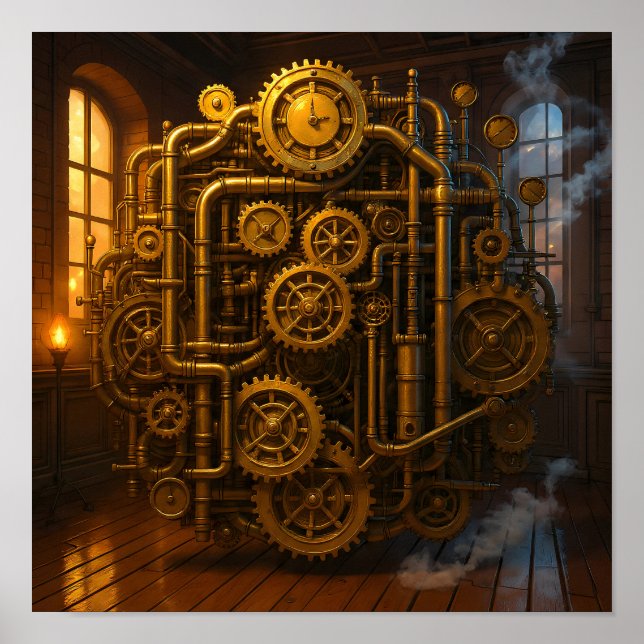 Victorian Control Room Steampunk Canvas Wall Art Poster (Vorne)