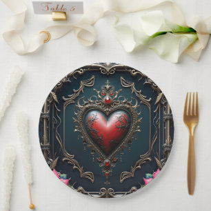 Victorian Crimson Gothic Herz  Pappteller
