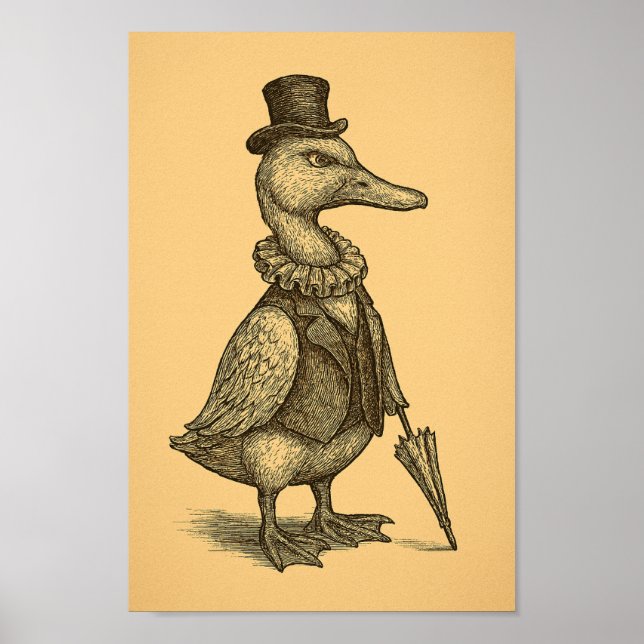 Victorian Duck with Umbrella Poster (Vorne)