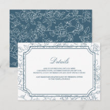 Victorian Dusty Blue Line Art Wedding Details