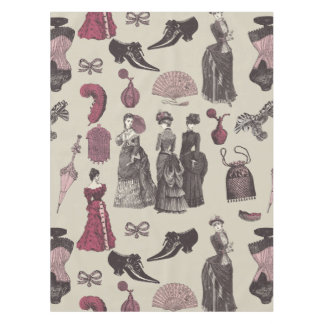 victorian era fashion women toile beige tischdecke