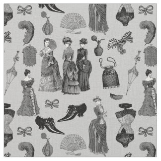 victorian era fashion women toile black white stoff