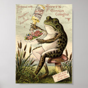 Victorian Era Frog on Toadstool Ad Poster