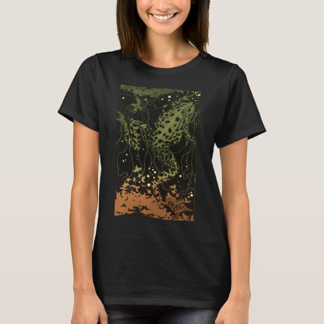 Victorian Era Goblincore Frog Swimming in Moss T-Shirt (Vorderseite)