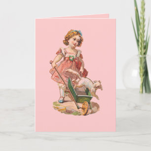 VICTORIAN ERA NOTIZKARTEN - KLEINES MÄDCHEN & HUND KARTE