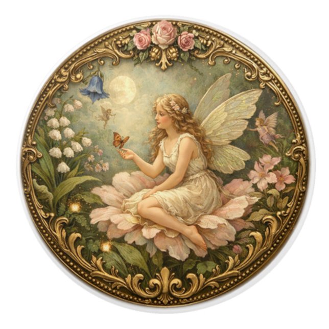 Victorian Fairy Floral Knob  Keramikknauf (Vorderseite)