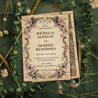 Victorian Floral Frame Wedding Invitation Einladung