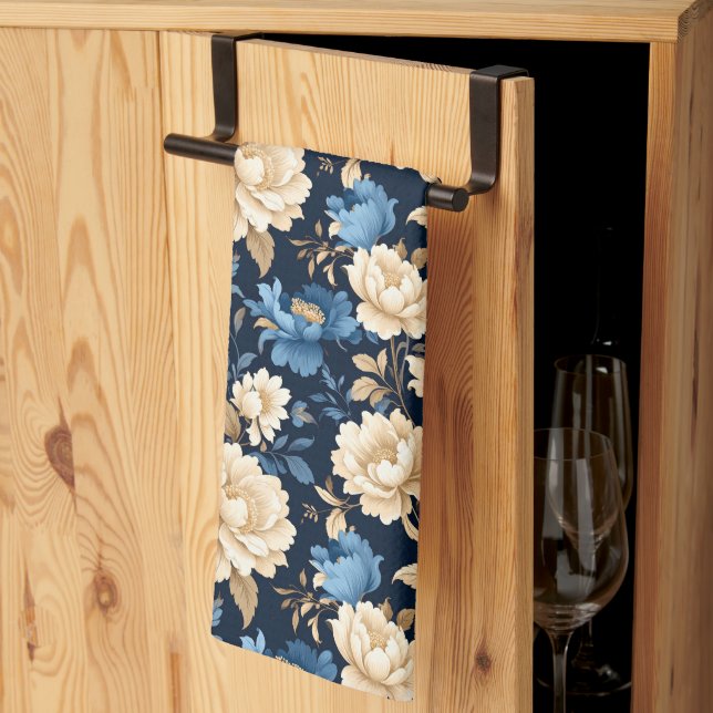 Victorian Flowers Blue Geschirrtuch (Drittel gefaltet)