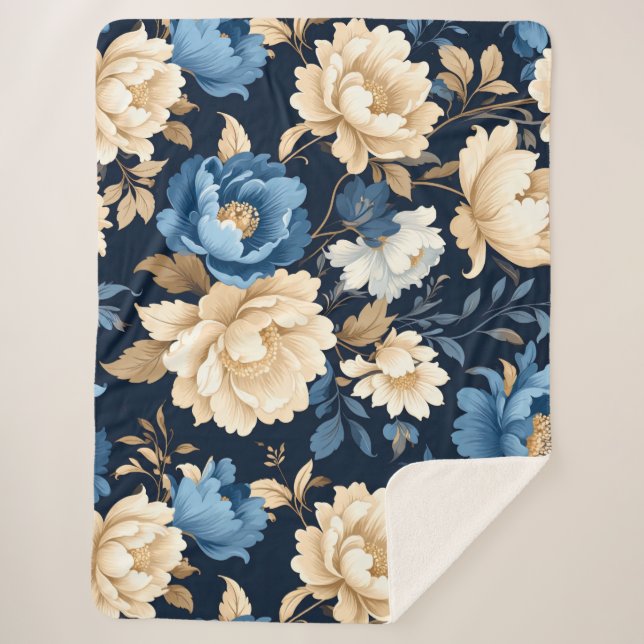 Victorian flowers Blue Sherpadecke (Vorderseite)