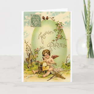Victorian French Easter Frohe Ostern Card Feiertagskarte