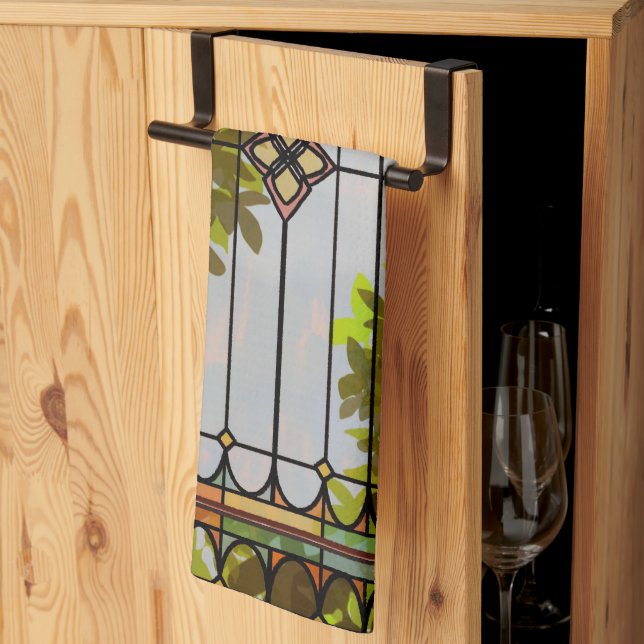 Victorian Garden Stained glass Window Curtain Geschirrtuch (Drittel gefaltet)