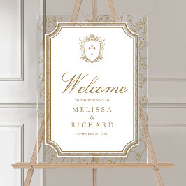 Victorian Gold Catholic Wedding Welcome Acrylschild