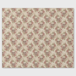 Victorian Gothic Skull & Rose Wrapping Paper Geschenkpapier