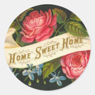 Victorian Home Sweet Home Rosen Runder Aufkleber