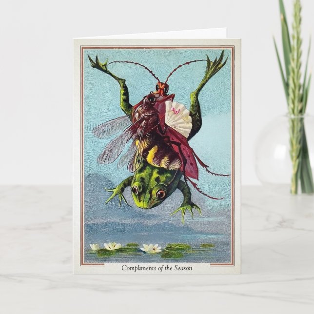 Victorian Insects on Frog Christmas Card Feiertagskarte (Vorderseite)