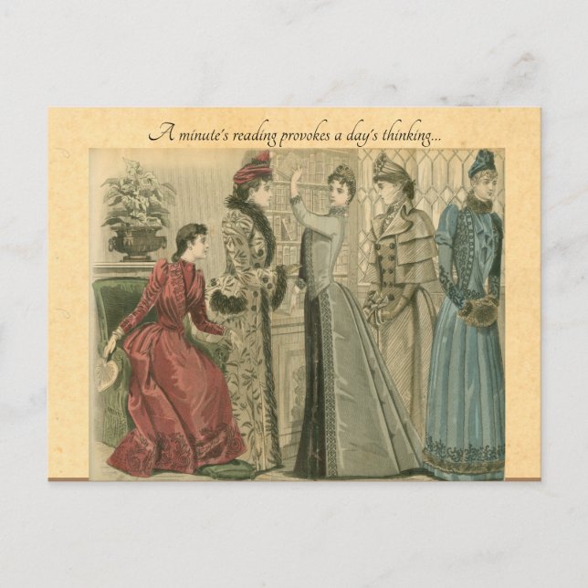 Victorian ladies in library postkarte (Vorderseite)