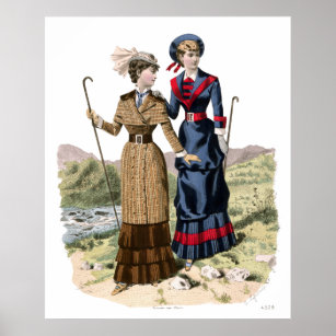 Victorian Lady Hikers - Old Fashioned Trekking! Poster