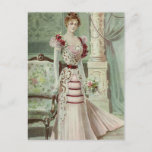 Victorian Lady-Vintage French Fashion - Pink Dress Postkarte<br><div class="desc">Beautiful vintage fashion art. Perfect for Victorian art fan.</div>