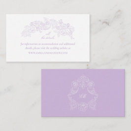 Victorian Lavender Crest Wedding Website Begleitkarte