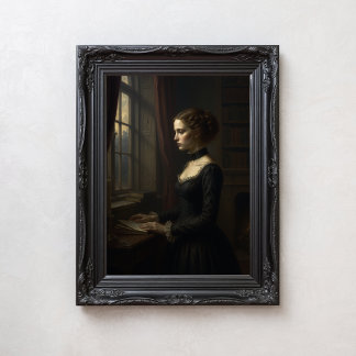 Victorian Literary Dark Academia Woman Portrait Fotodruck