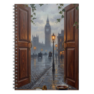Victorian London Big Ben Rainy Day Oil Painting Notizblock