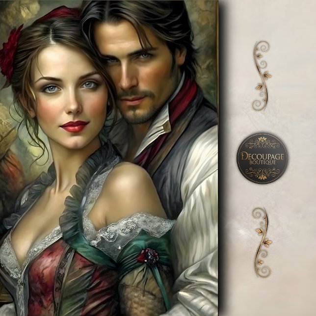 Victorian Lovers Portrait Romantic Decoupage Seidenpapier (Victorian Lovers Portrait Romantic Decoupage Tissue Paper)