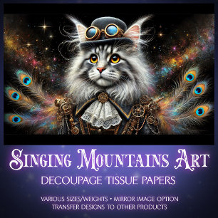 Victorian Maine Coon Magischer Steampunk Decoupage Seidenpapier