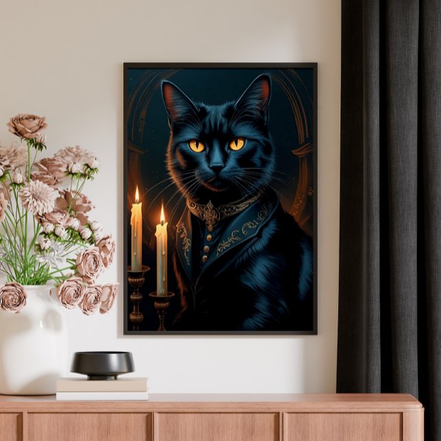  Victorian Medieval Black Cat Gallery Art Poster (Von Creator hochgeladen)