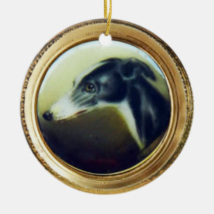 VICTORIAN MINIATURE DOG PORTRAITS Irish Greyhound Keramik Ornament