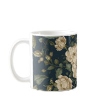 Victorian Navy & Cream Floral Botanical Blanket