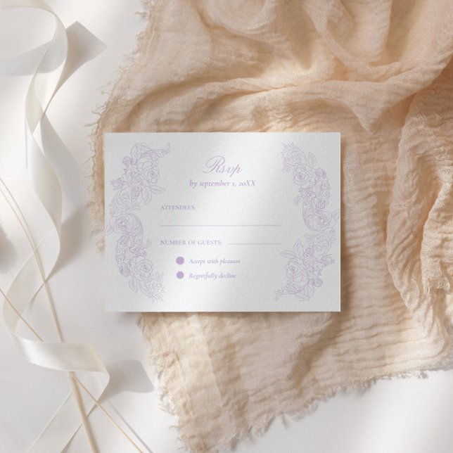 Victorian Pastel Purple Wedding RSVP Card Karte (Von Creator hochgeladen)