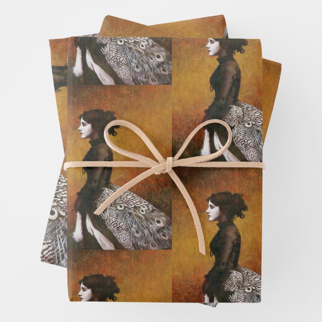 Victorian Peacock Girl Wrapping Paper Geschenkpapier Set (Beispiel)
