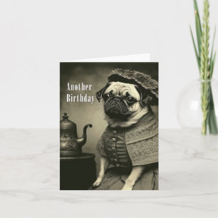 Victorian-Pug-Geburtstagskarte - Lustiges Bild von Karte