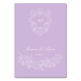 Victorian Purple Crest Elegant Foldable Name Card Tischnummer