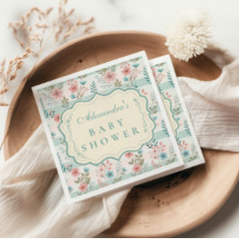 Victorian Rose Lattice Baby Shower Serviette