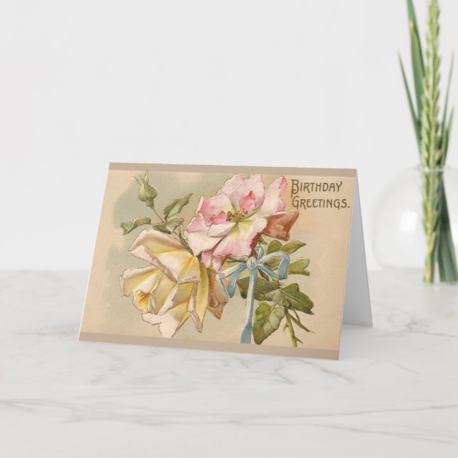 Victorian Roses Birthday Greeting Card Karte (Vorderseite)