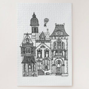Victorian Row of Houses Paint a Puzzle 