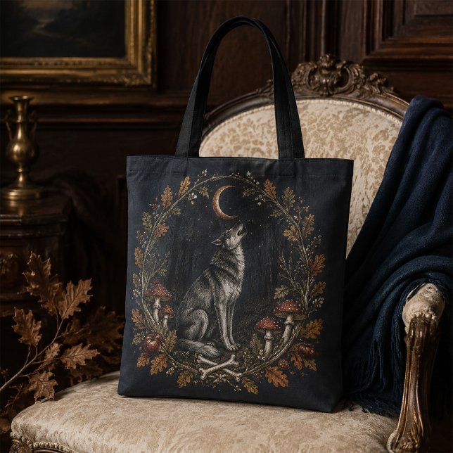 Victorian Samhain Wolf Botanische Gotische Einkauf (Victorian Samhain Wolf Botanical Gothic Tote Bag)