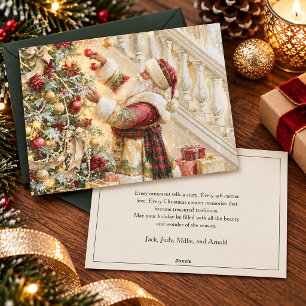 Victorian Santa Rot Gold Elfenbein Weihnachten