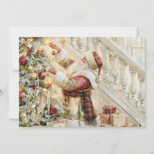 Victorian Santa Rot Gold Elfenbein Weihnachten