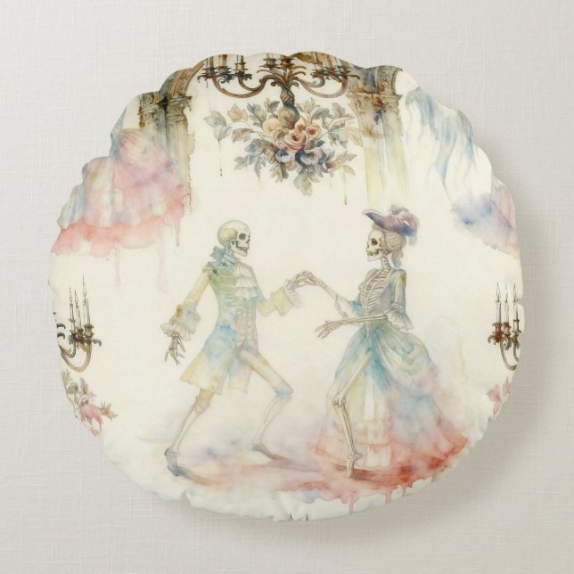 Victorian Skeleton Ballroom  Rundes Kissen (Vorderseite)