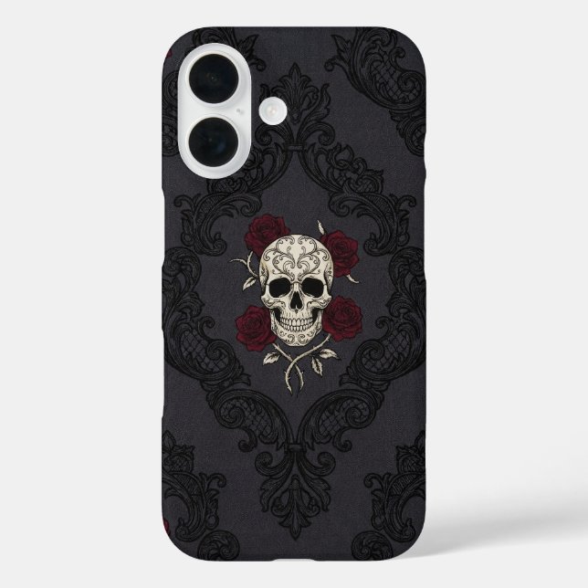 Victorian Skull & Roses Damask Phone Case (Rückseite)