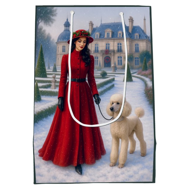 Victorian Standard Poodle Holiday  Mittlere Geschenktüte (Rückseite)